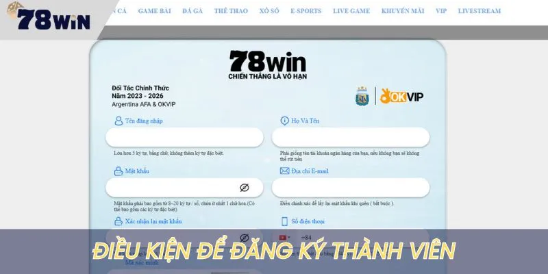 Điều kiện để đăng ký thành viên đơn giản