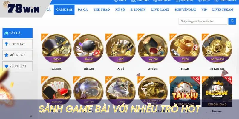 Sảnh giải trí game bài đổi thưởng đẳng cấp