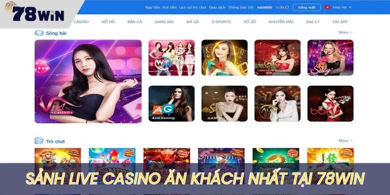 Live Casino là sảnh game hot nhất tại 78WIN